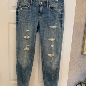 WHBM "Ripped" Chain Capri Jeans